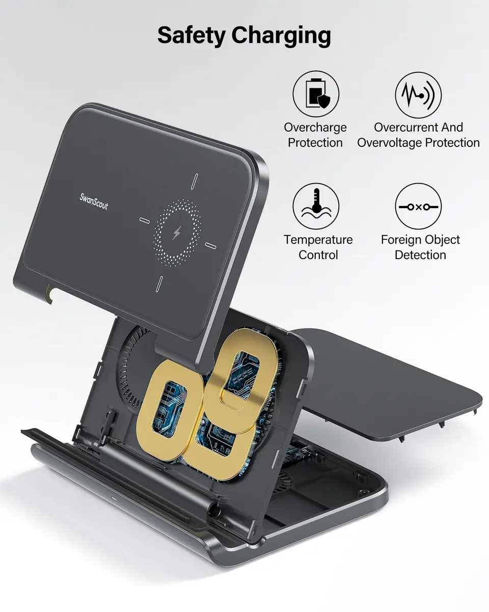 SwanScout Fast Wireless Charger for Samsung Z Fold 8 Ultra/7/Pixel Fold | Foldable Travel Safe - view 6