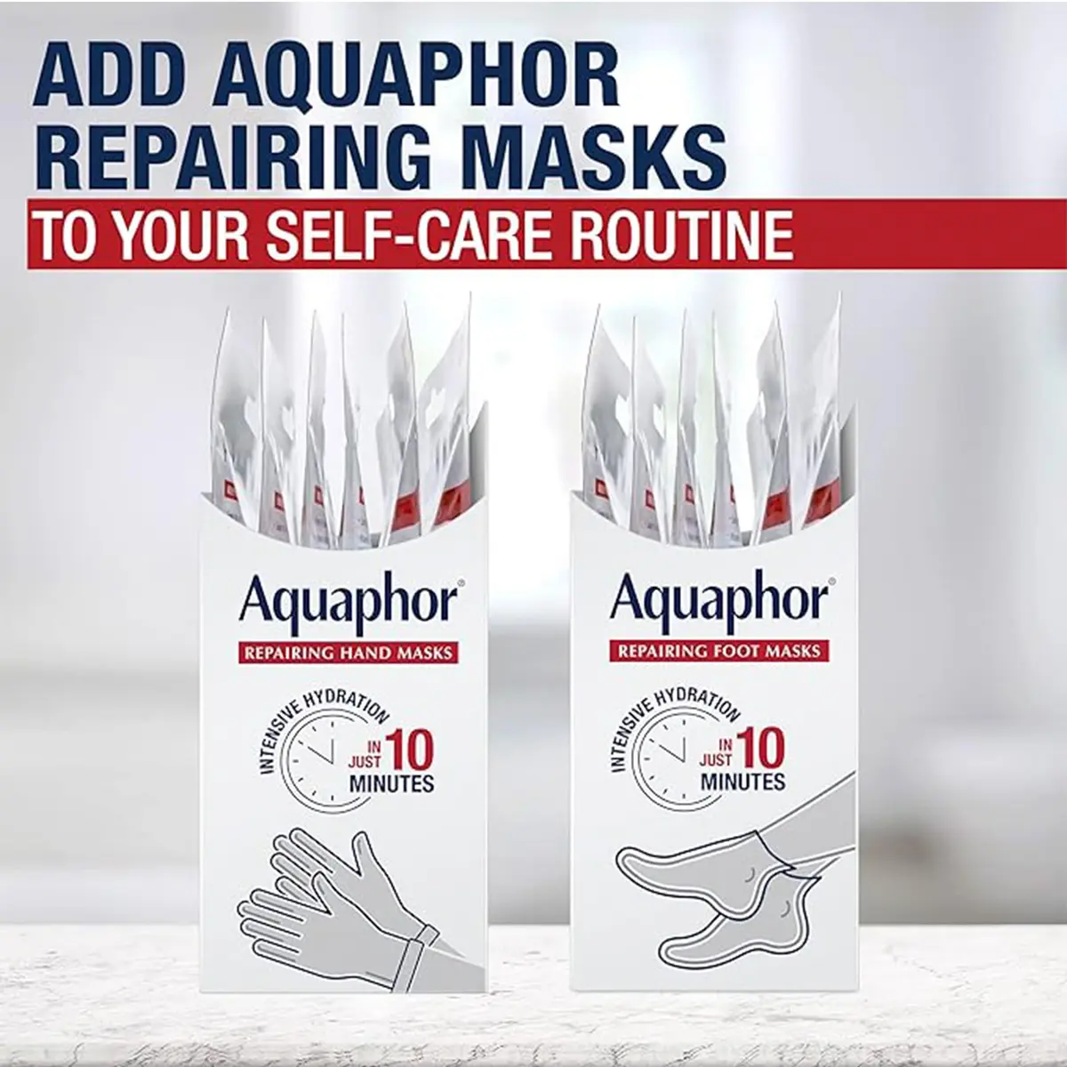 Aquaphor Repairing Foot and Hand Masks | Deep Hydration for Dry Skin, 6 Masks Each x 0.7 FL OZ - view 5