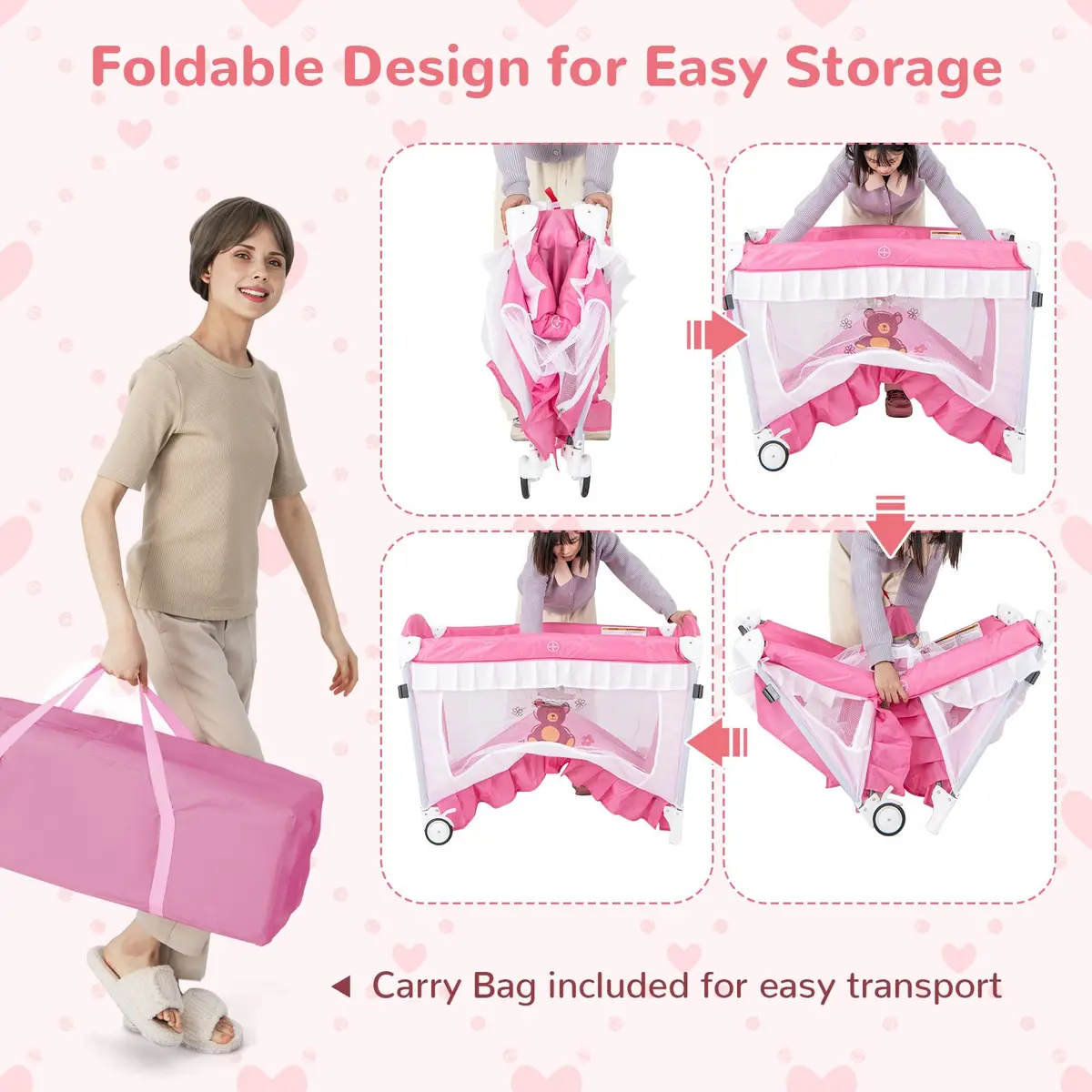HONEY JOY 4-in-1 Pack and Play with Canopy | Foldable Baby Playard for Newborn & Toddler - view 6