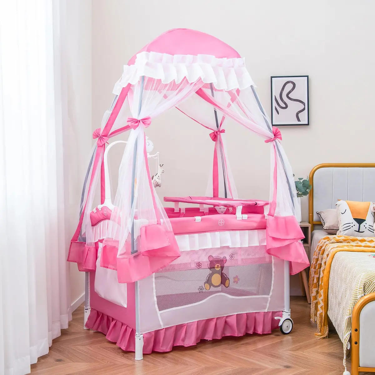 HONEY JOY 4-in-1 Pack and Play with Canopy | Foldable Baby Playard for Newborn & Toddler - view 2