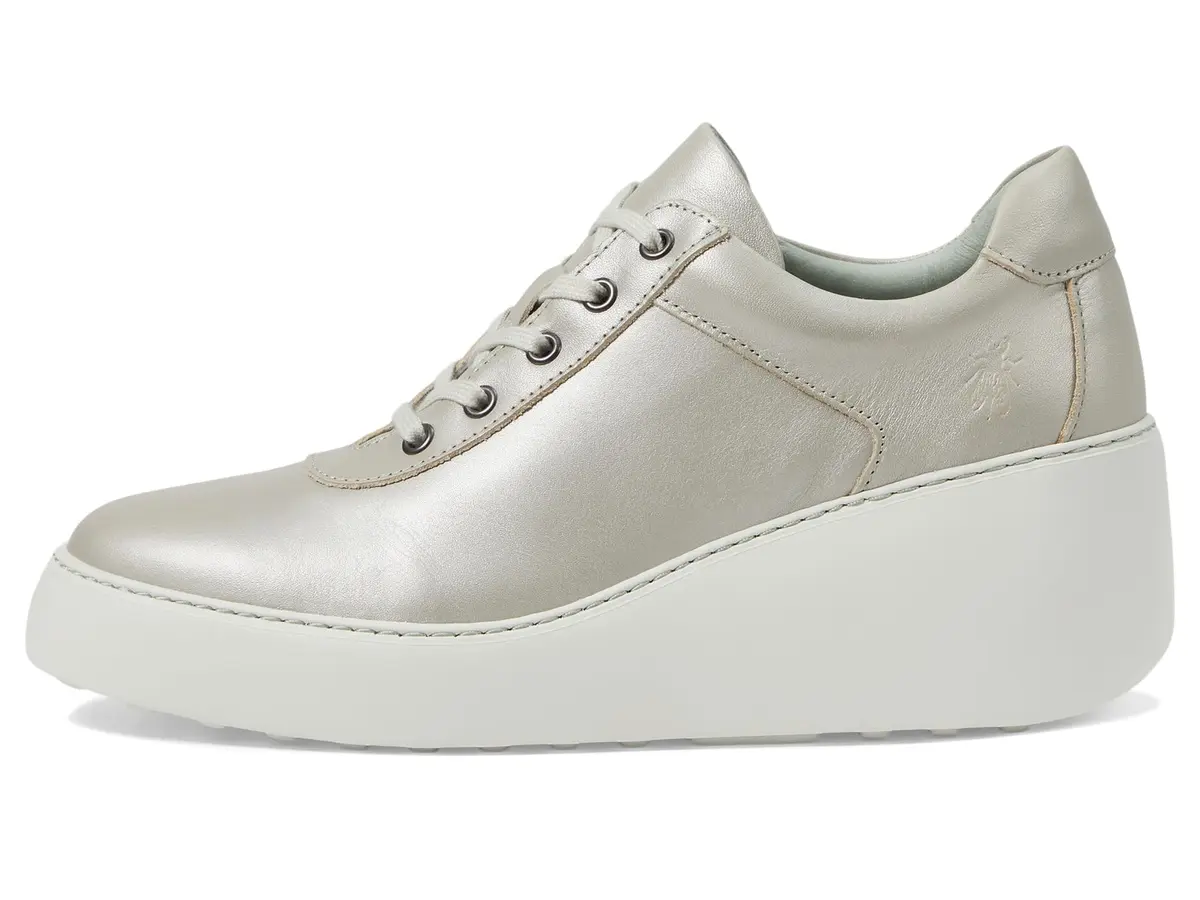 Fly London Dipo638fly Women's Silver Sneakers | 2.5 Inch Wedge Heel, Genuine Leather, Casual Comfort - view 5