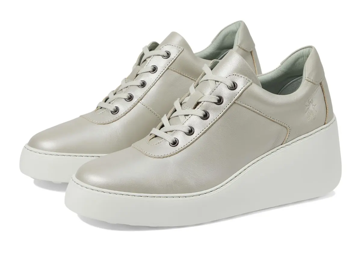 Fly London Dipo638fly Women's Silver Sneakers | 2.5 Inch Wedge Heel, Genuine Leather, Casual Comfort - view 2