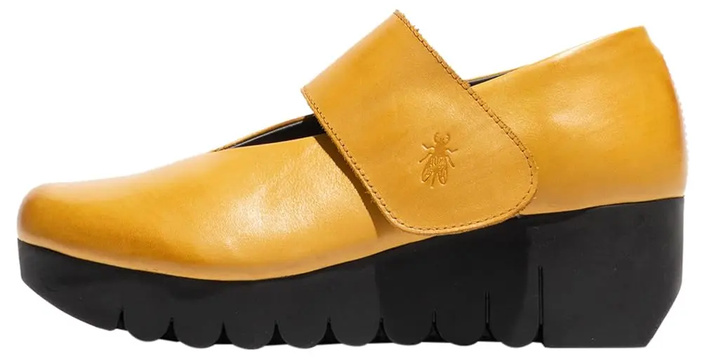 Fly London Vari188fly Mary Jane Flat Mustard 8/8.5 | Comfort & Style with Leather Uppers - main product image