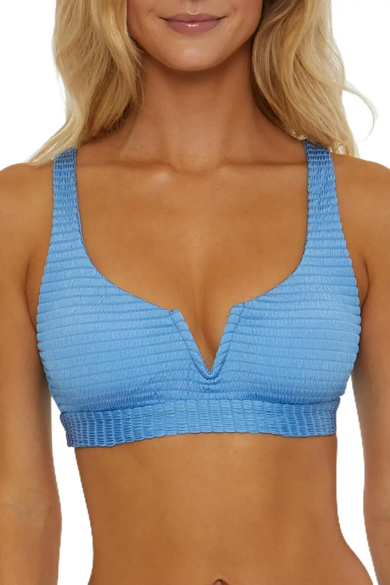 ISABELLA ROSE Maza Women's V-Wire Bralette Bikini Top Adjustable Tie Back Provence Blue - main product image