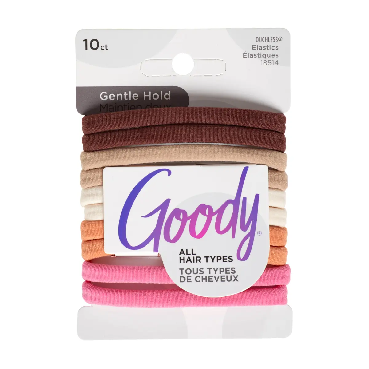 Goody Ouchless Seamless Hair Elastics, 10 Ct, Warm Tones | Damage-Free Gentle Hold Ties for All Hair Types - main product image