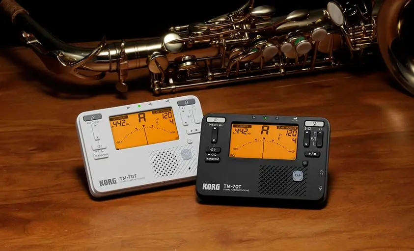 KORG TM-70T Tuner and Metronome with Sound Out, Transpose & Chromatic Modes - White | Compact, Accurate & Versatile - view 2