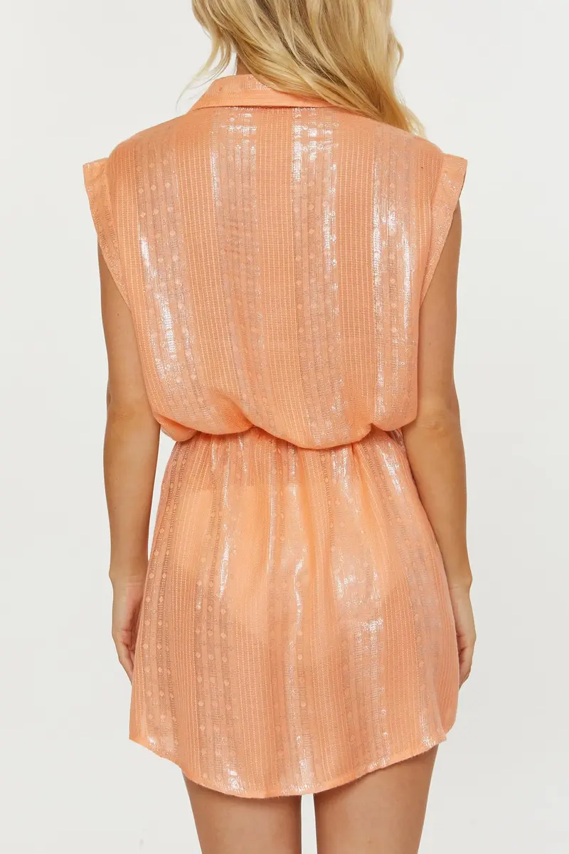 ISABELLA ROSE Villa - Women's Belted Dress, Collared Button-Up, Casual, Beach Cover Ups for Women, Apricot Ice, Medium - view 2