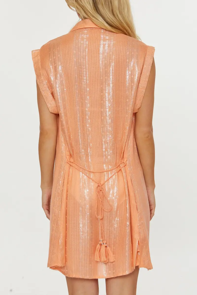 ISABELLA ROSE Villa - Women's Belted Dress, Collared Button-Up, Casual, Beach Cover Ups for Women, Apricot Ice, Medium - view 4