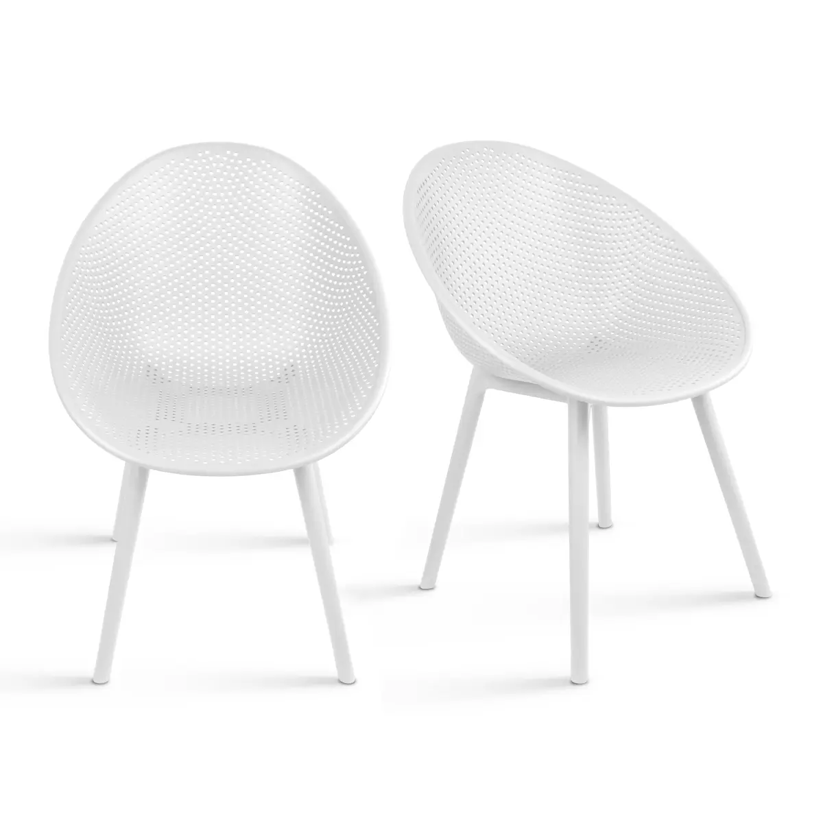 2xhome Modern Patio Dining Chairs | Perforated Egg-Shaped Weather Resistant Set of 2 - view 2