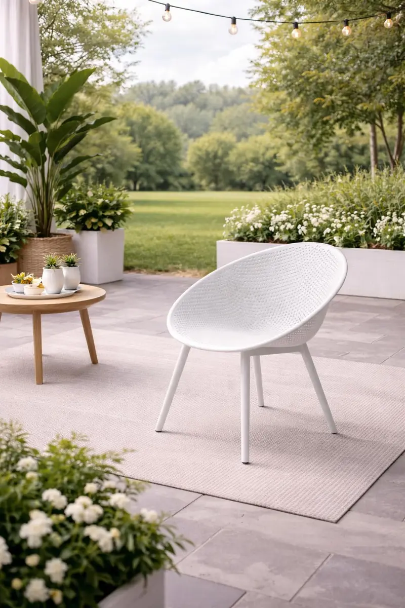 2xhome Modern Patio Dining Chairs | Perforated Egg-Shaped Weather Resistant Set of 2 - view 4