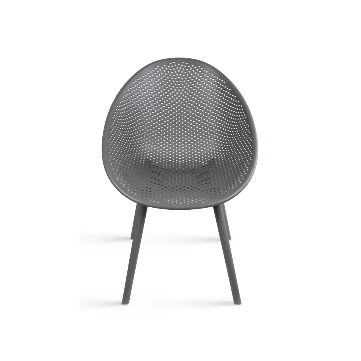 2xhome Set of 2 Modern Patio Dining Chairs | Perforated Egg-Shaped Weather Resistant Lounge Side Chair for Kitchen Indoor or Outdoor Use, Gray - view 5