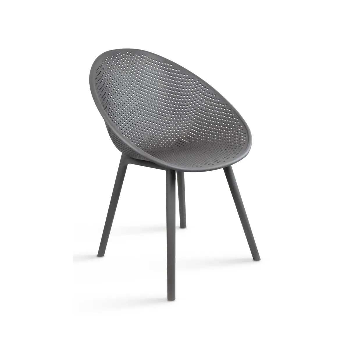 2xhome Set of 2 Modern Patio Dining Chairs | Perforated Egg-Shaped Weather Resistant Lounge Side Chair for Kitchen Indoor or Outdoor Use, Gray - view 6