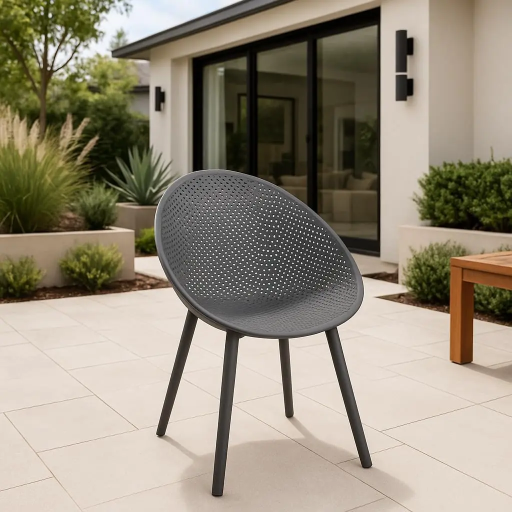 2xhome Modern Patio Dining Chair | Perforated Egg-Shaped Weather Resistant Seat - main product image