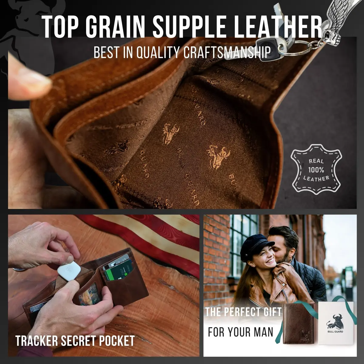 BULL GUARD Freedom Leather RFID Trifold Wallet for Men | Durable Top Grain Leather with Smart Tracker Pocket - view 7