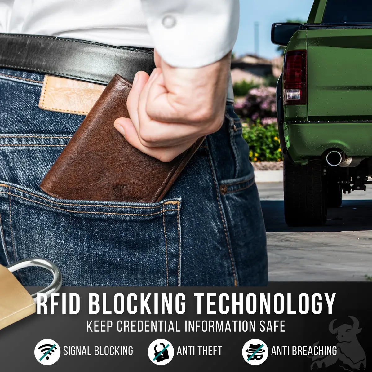 BULL GUARD Freedom Leather RFID Trifold Wallet for Men | Durable Top Grain Leather with Smart Tracker Pocket - view 3