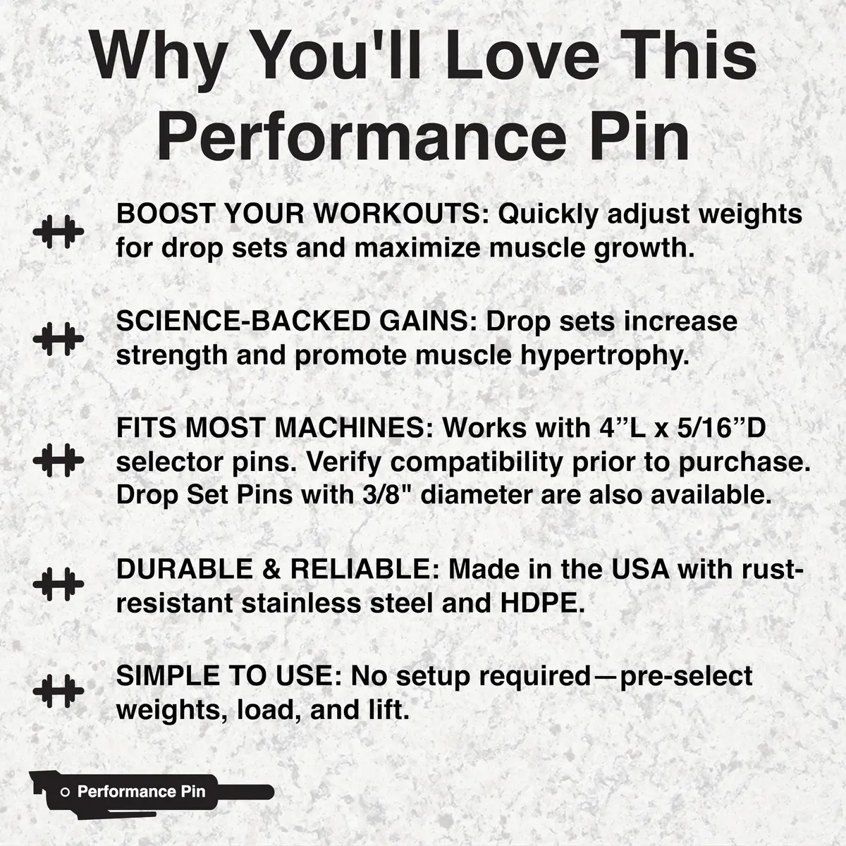 PERFORMANCE PIN Drop Set Pins for Gym 5/16" Diameter | Made in USA | Red - view 2