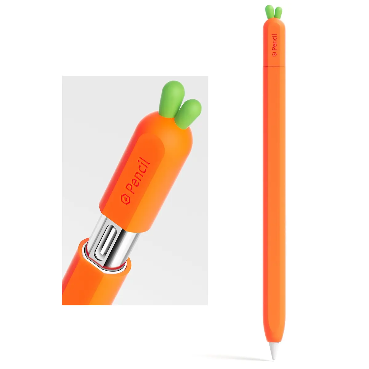ELETIUO Silicone Case for Apple Pencil USB-C Carrot | Anti-Slip Magnetic Cover (0.082kg) - main product image