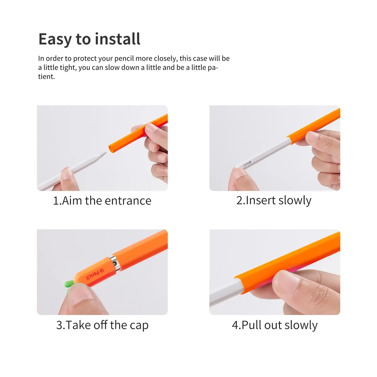 ELETIUO Silicone Case for Apple Pencil USB-C Carrot | Anti-Slip Magnetic Cover (0.082kg) - view 6