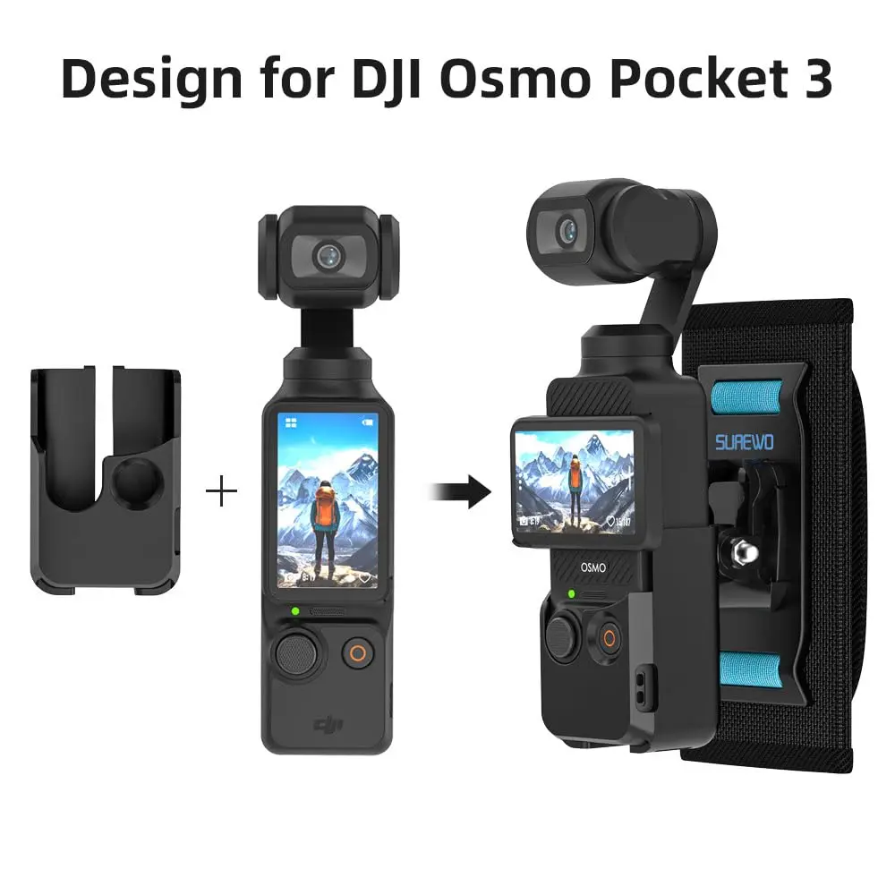 SUREWO Osmo Pocket 3 Backpack Mount | Shoulder Strap Camera Clamp for DJI Osmo Pocket 3 - view 2