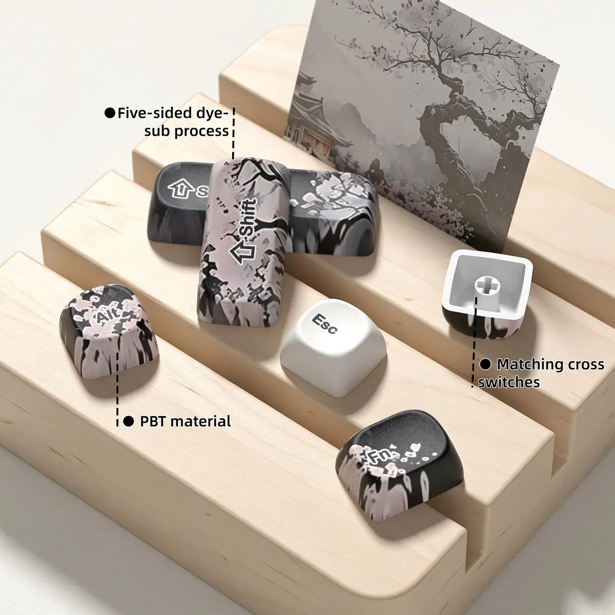 Womier MOA Japanese Keycaps Set M-Beige, 130 Keys | Doubleshot PBT Keycaps for Mechanical Keyboards - view 3