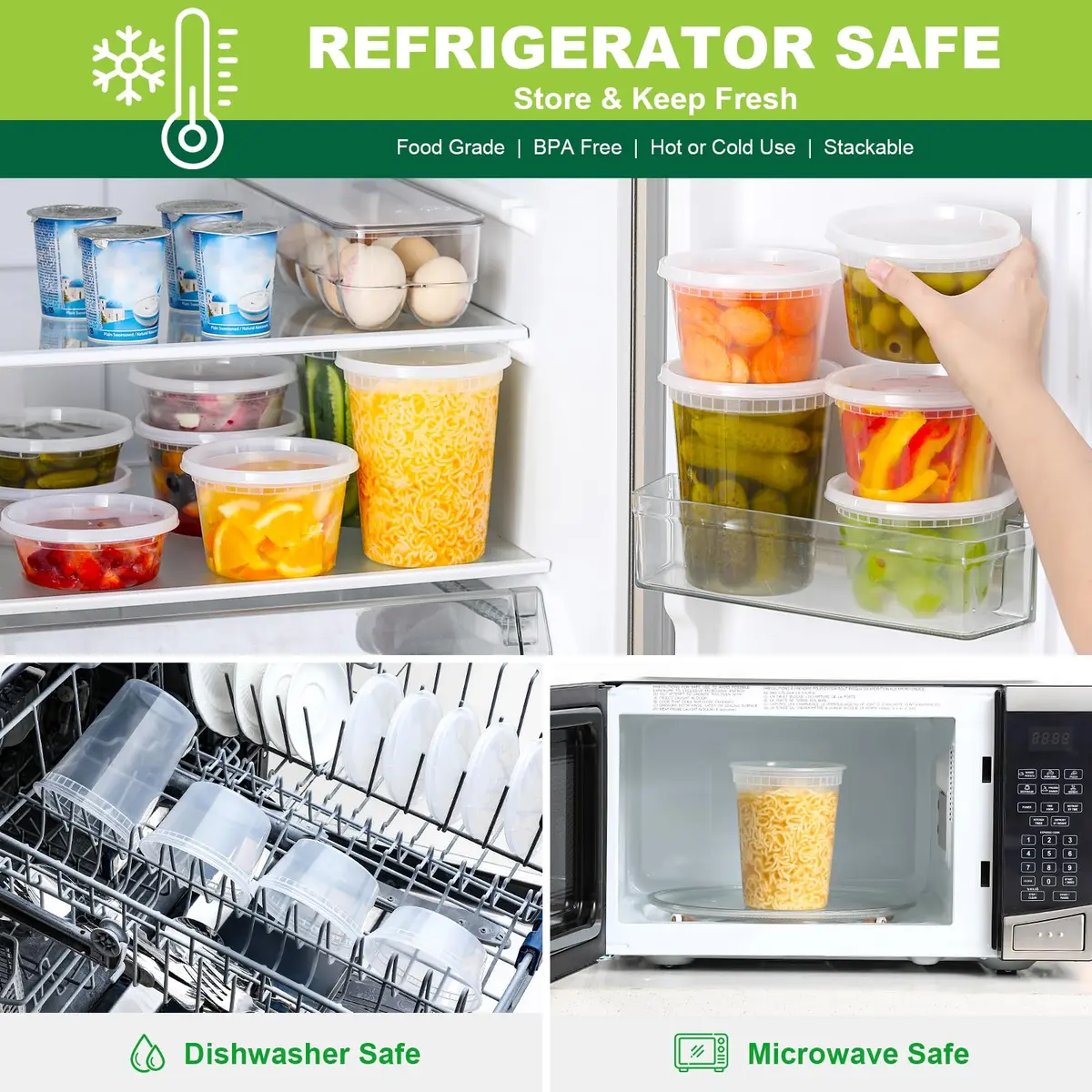 AOZITA Food Storage Containers Set | Airtight, Microwave & Freezer Safe (16oz & 32oz, 20 pcs) - view 5