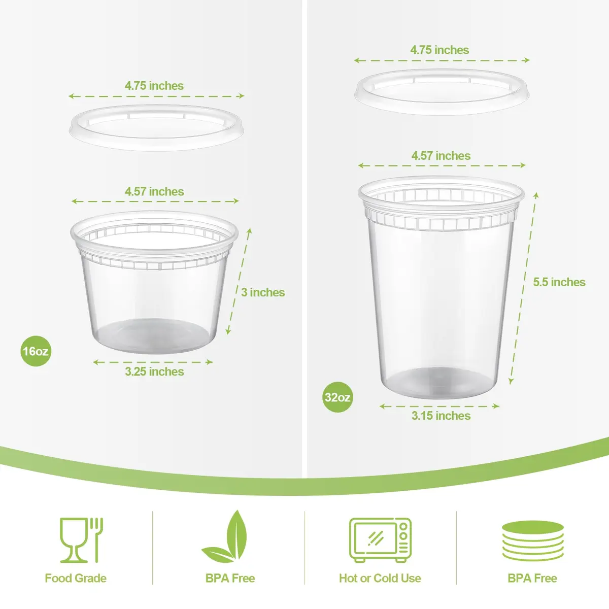 AOZITA Food Storage Containers Set | Airtight, Microwave & Freezer Safe (16oz & 32oz, 20 pcs) - view 2