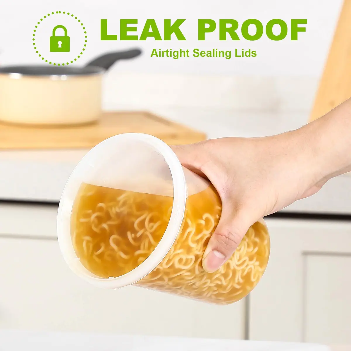 AOZITA Food Storage Containers Set | Airtight, Microwave & Freezer Safe (16oz & 32oz, 20 pcs) - view 3