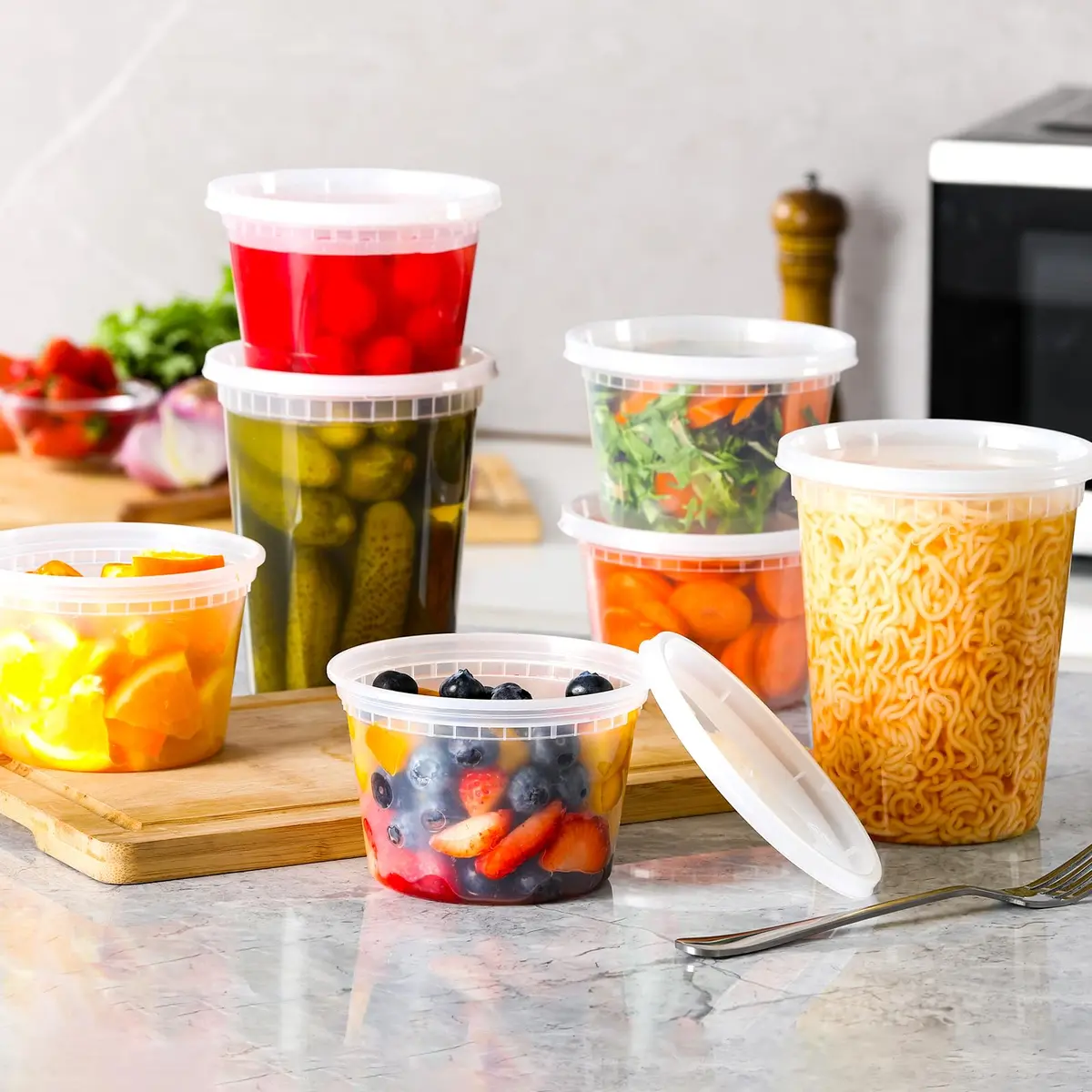 AOZITA Food Storage Containers Set | Airtight, Microwave & Freezer Safe (16oz & 32oz, 20 pcs) - view 4
