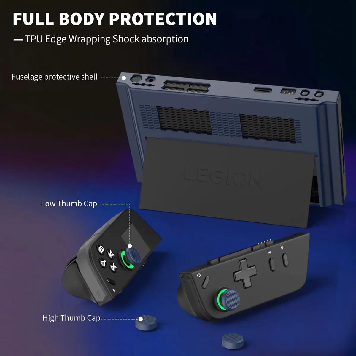 TUDIOW Protective Case for Lenovo Legion Go Gaming Handheld 2023, Blue | Ergonomic Grip & Full Protection - view 6