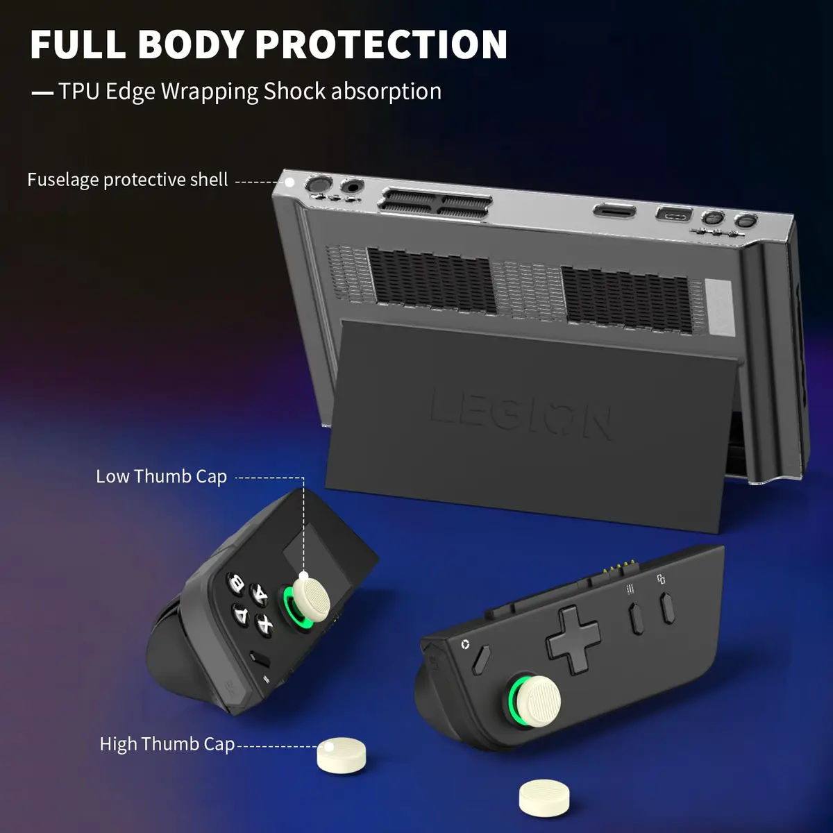 TUDIOW Clear Protective Case for Lenovo Legion Go Gaming Handheld 2023 with 4 Thumb Grips | Shock-Absorbing PC Cover - view 5