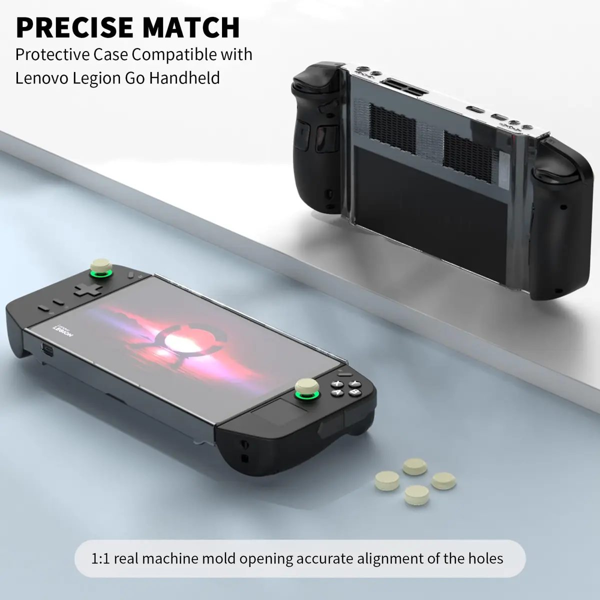 TUDIOW Clear Protective Case for Lenovo Legion Go Gaming Handheld 2023 with 4 Thumb Grips | Shock-Absorbing PC Cover - view 3