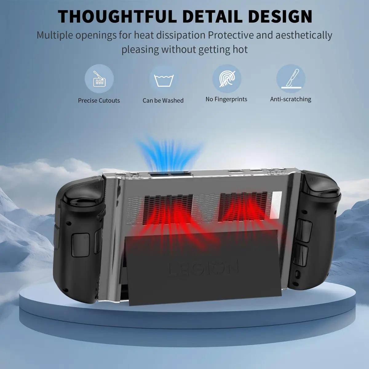 TUDIOW Clear Protective Case for Lenovo Legion Go Gaming Handheld 2023 with 4 Thumb Grips | Shock-Absorbing PC Cover - view 4