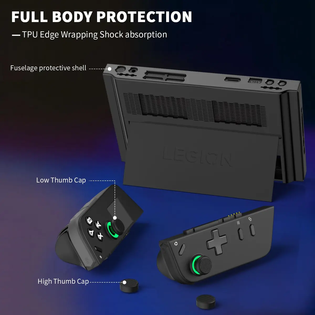 TUDIOW Protective Case for Lenovo Legion Go Gaming Handheld 2023, Black | Ergonomic Grip & Full Protection - view 6