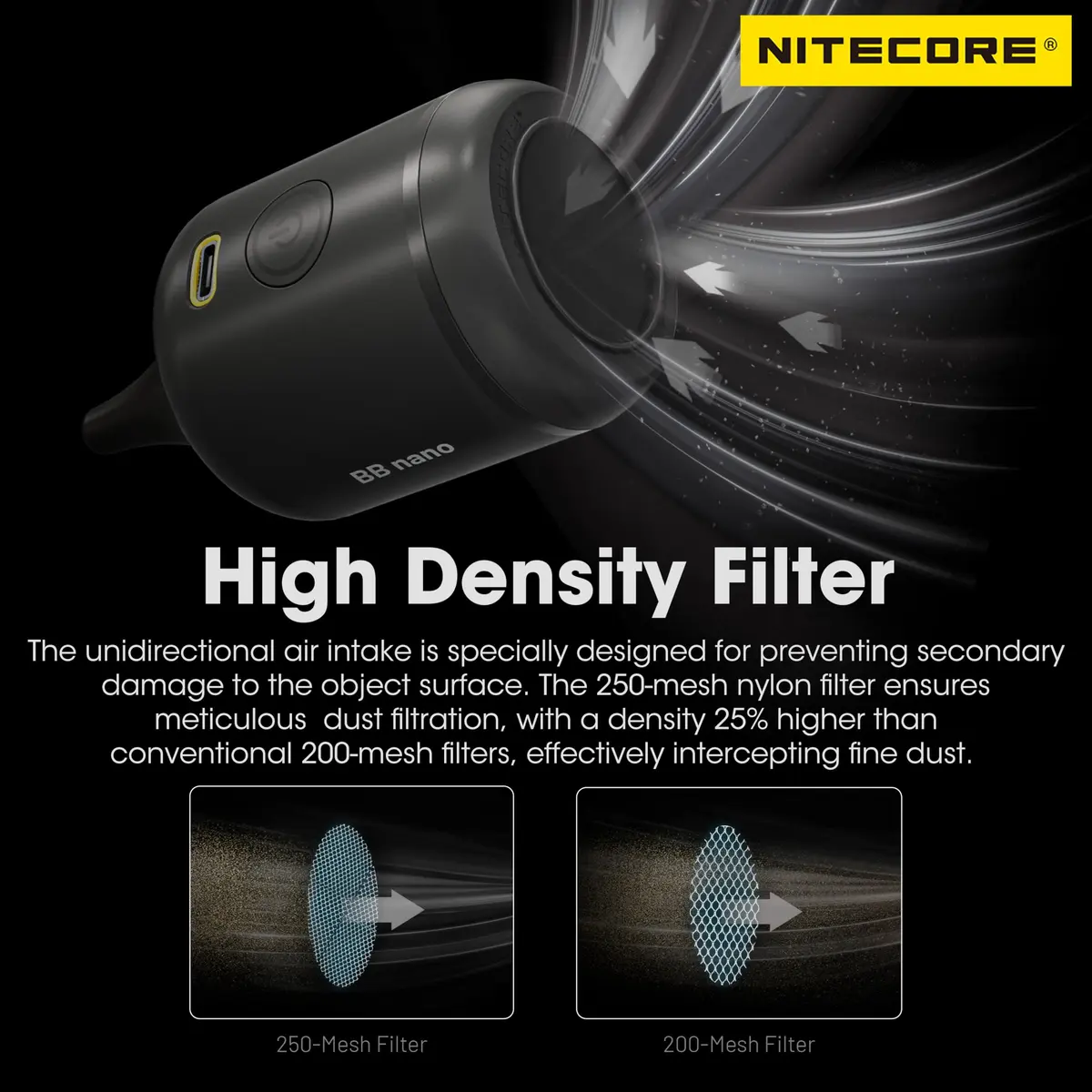 NITECORE BB Nano Portable Electronic Air Blower 99g (3.49 oz) | Powerful 2.6 kPa Dust Removal - view 3