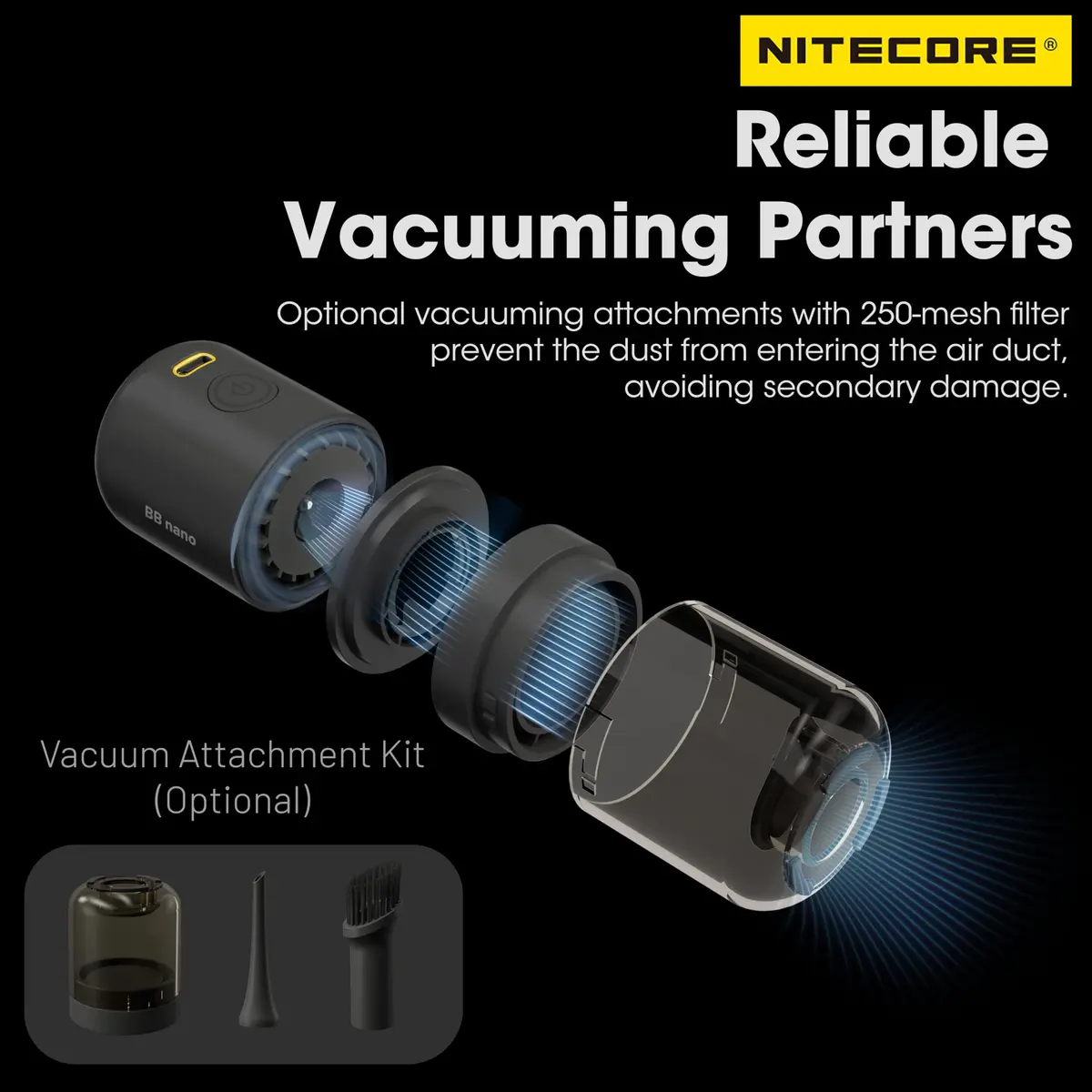NITECORE BB Nano Portable Electronic Air Blower 99g (3.49 oz) | Powerful 2.6 kPa Dust Removal - view 4