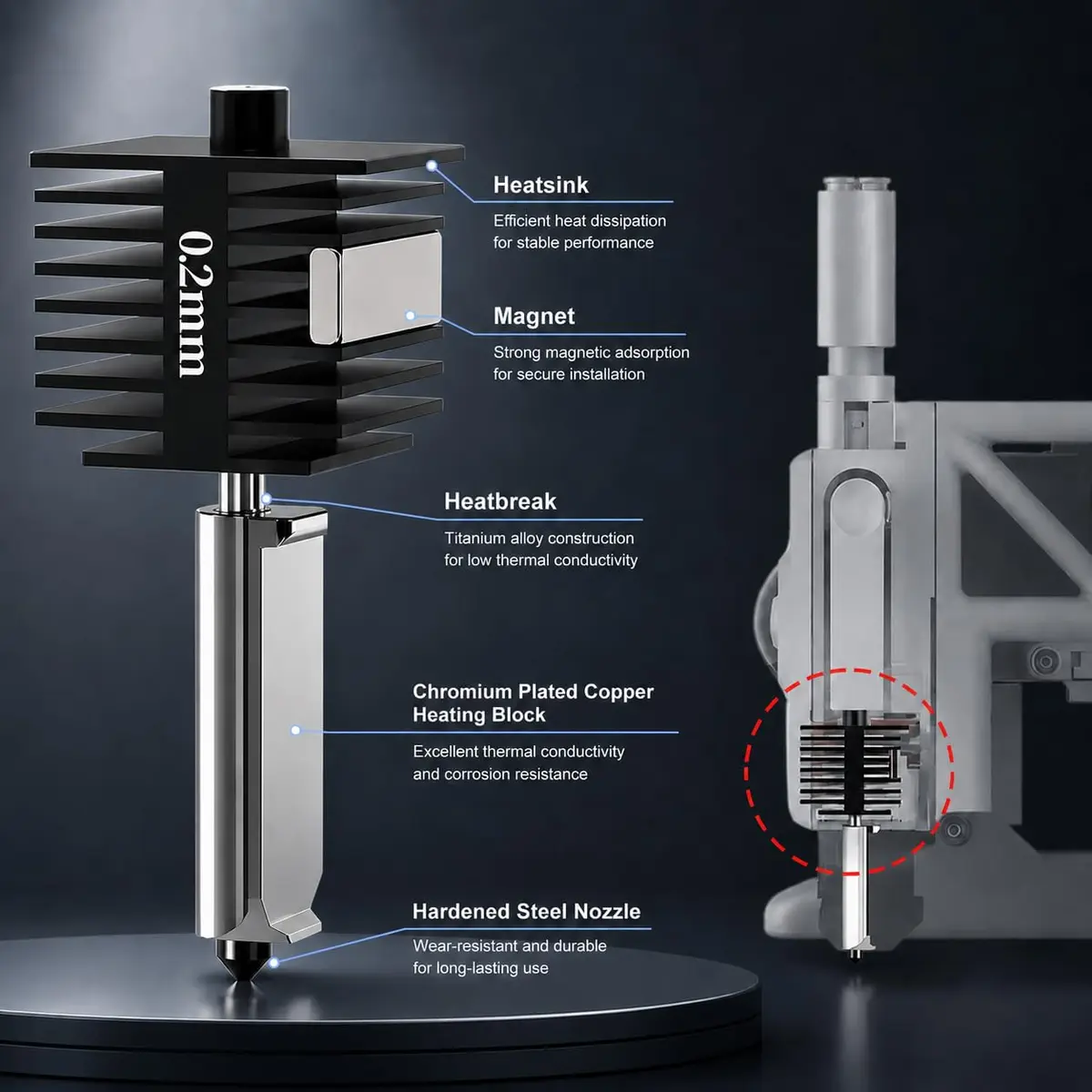 HIKUDIY 0.4mm Hotend Kit for Bambu Lab A1/A1 Mini | High-Performance 3D Printer Part - view 3