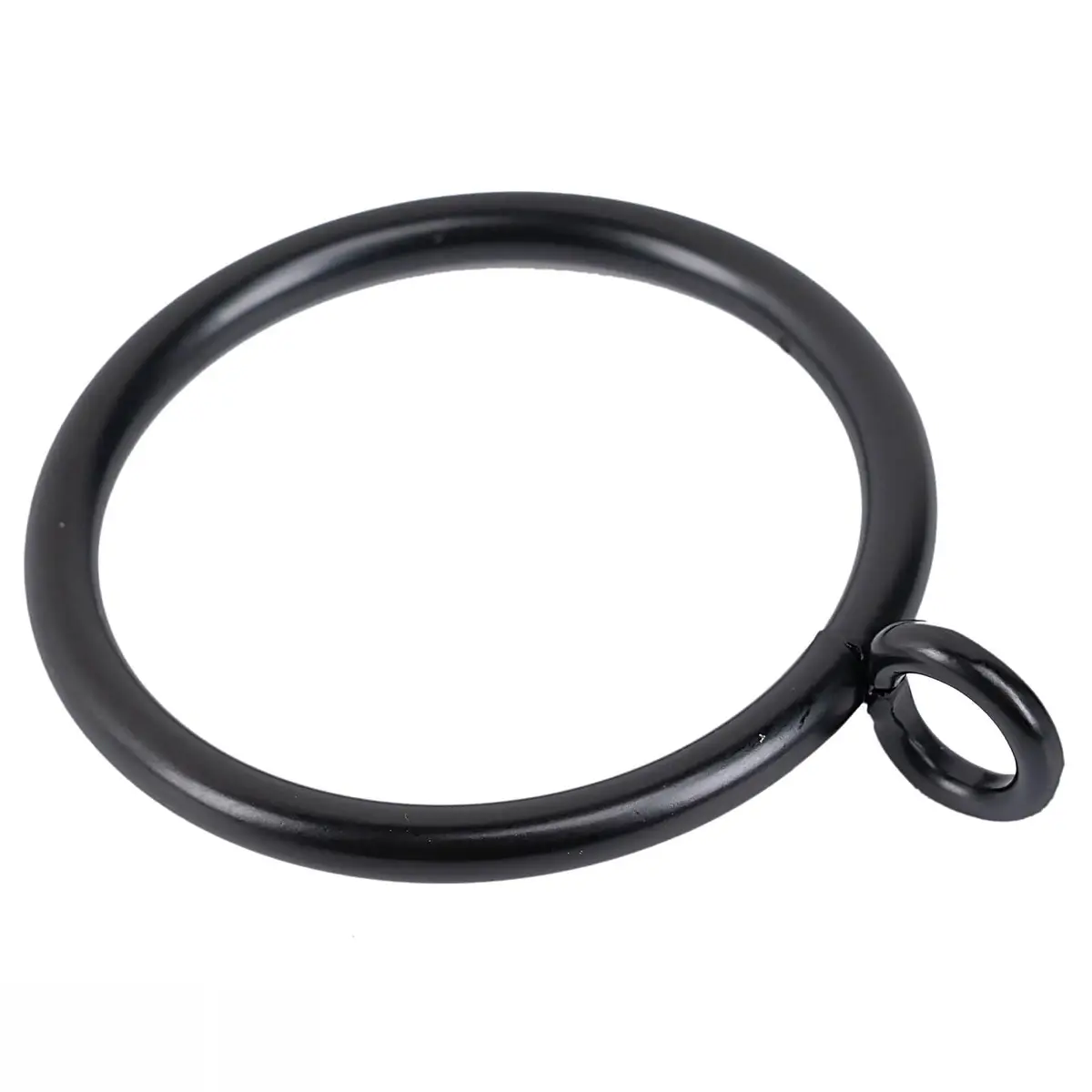 Exselens Black Metal Curtain Rings with Eyelet, 1 Inch Inner Diameter, 24 Pcs | Heavy Duty Drapery Rings for Rods - main product image