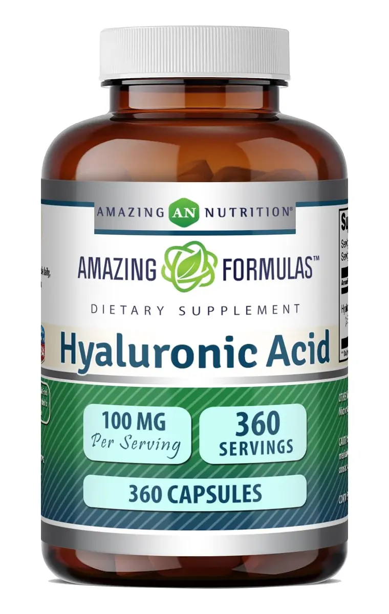 Amazing Nutrition Hyaluronic Acid 100 Mg Supplement | Capsules | Gluten-Free | Made in USA (360) - main product image