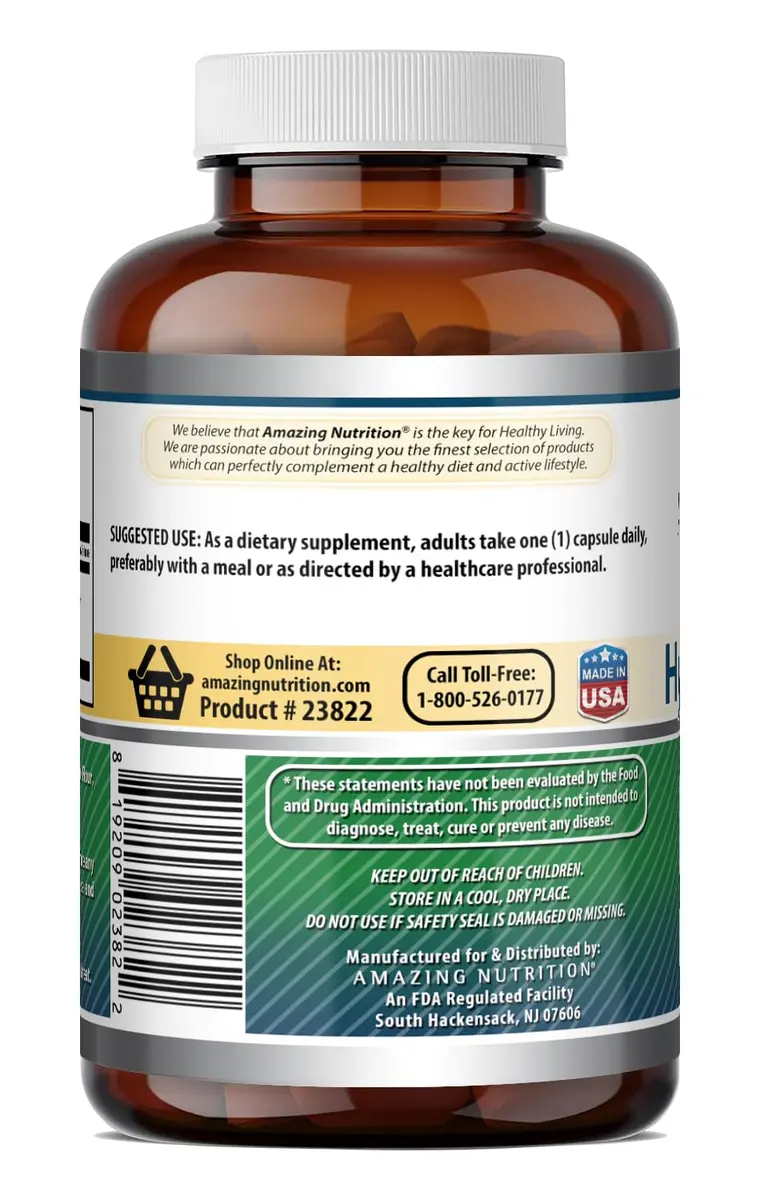Amazing Nutrition Hyaluronic Acid 100 Mg Supplement | Capsules | Gluten-Free | Made in USA (360) - view 3