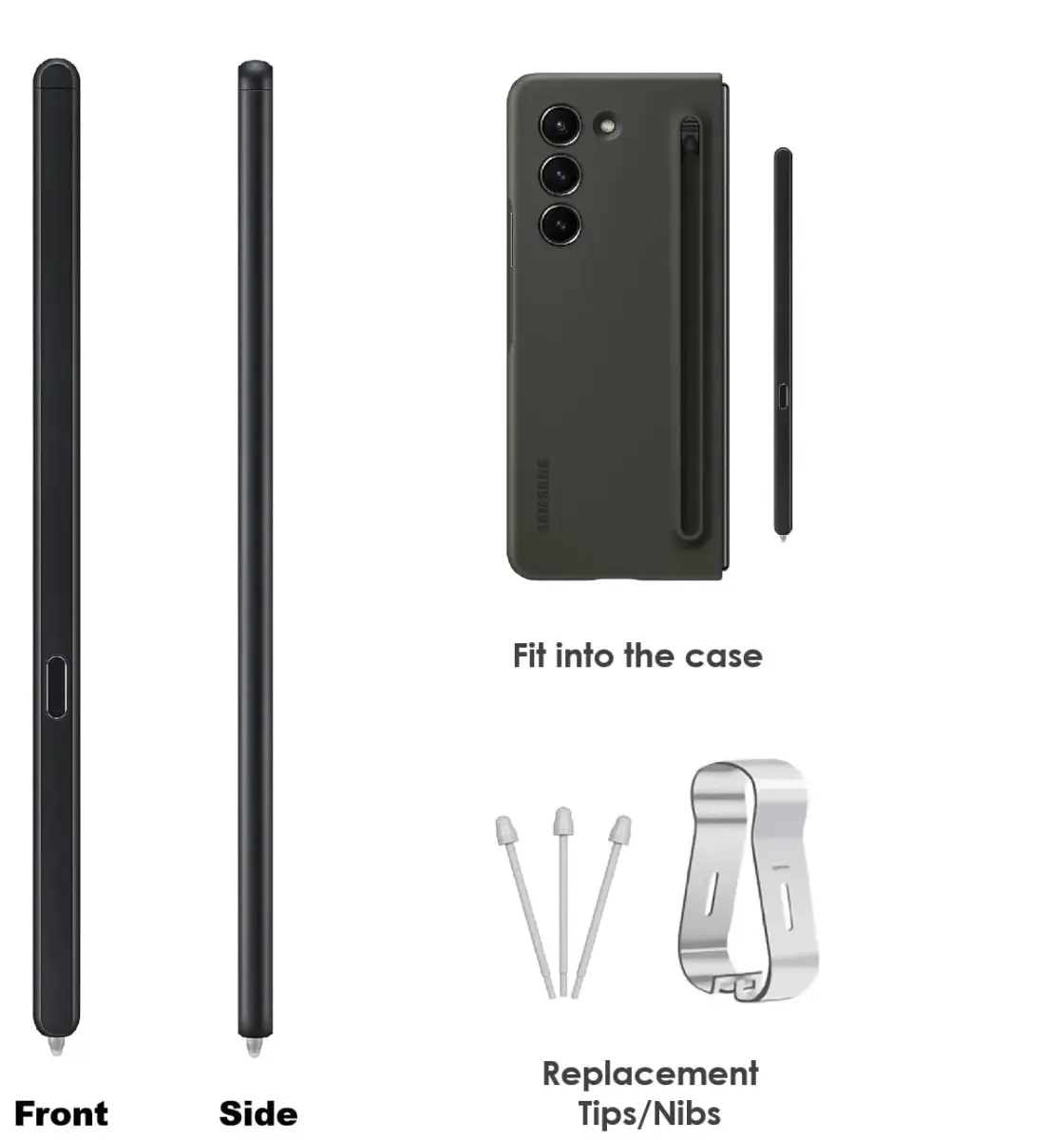 SLQ Slim S Pen Fold Edition for Galaxy Z Fold 6/5 1.5mm Pen Tip with 3 Tips (Black) - view 4