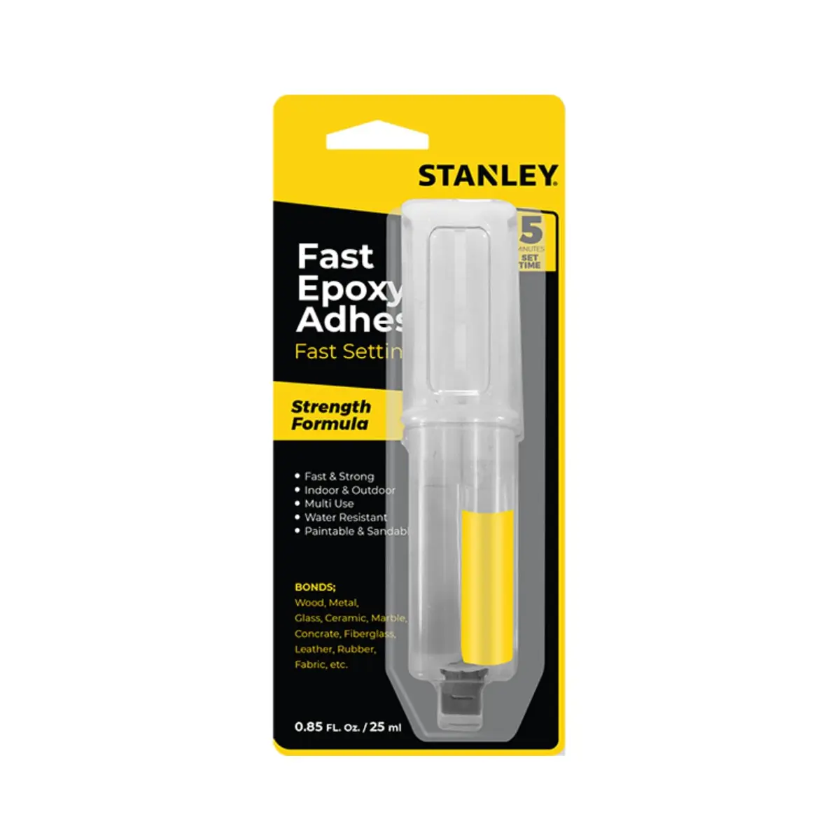 STANLEY Fast-Setting Epoxy Glue 0.85 oz | 5-Minute Cure for Wood, Glass, Metal - main product image