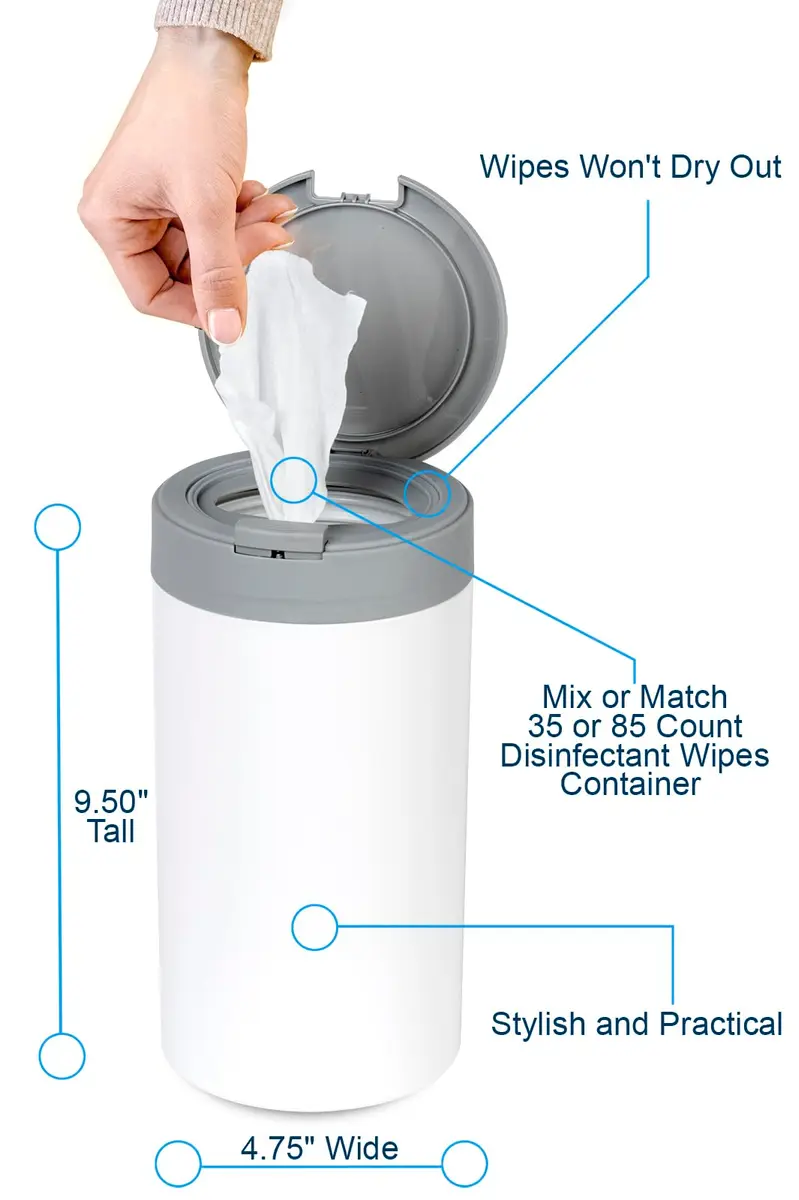 Inevibe Disinfecting Wipes Holder for Kitchen, Bathroom, Classroom | Airtight Push Button Design (White) - view 4