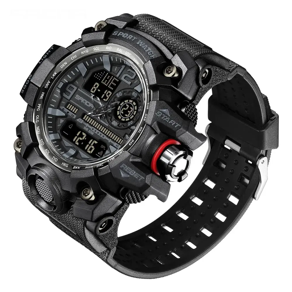 AIMES Men's 3311-Black Sport Watch 53mm | Dual Time Zone Military Watch with LED Alarm & Stopwatch - view 2