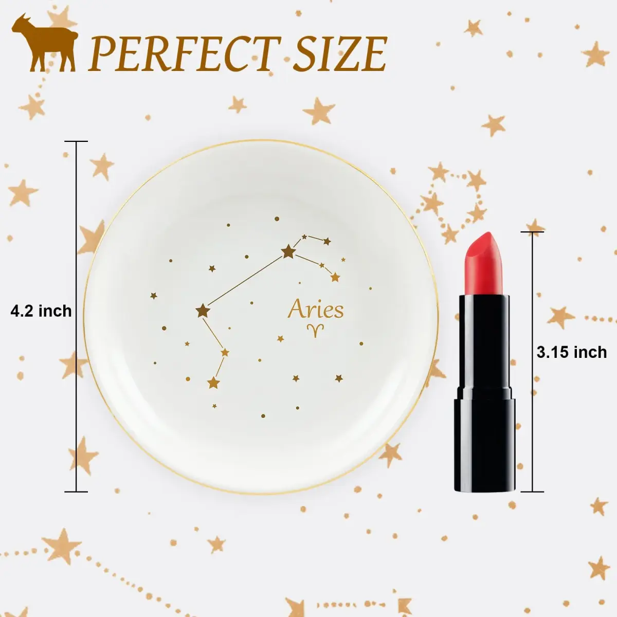 Homlouue Aries Zodiac Jewelry Tray 10.7cm (4.2") | Ceramic Ring Dish for Women - view 6