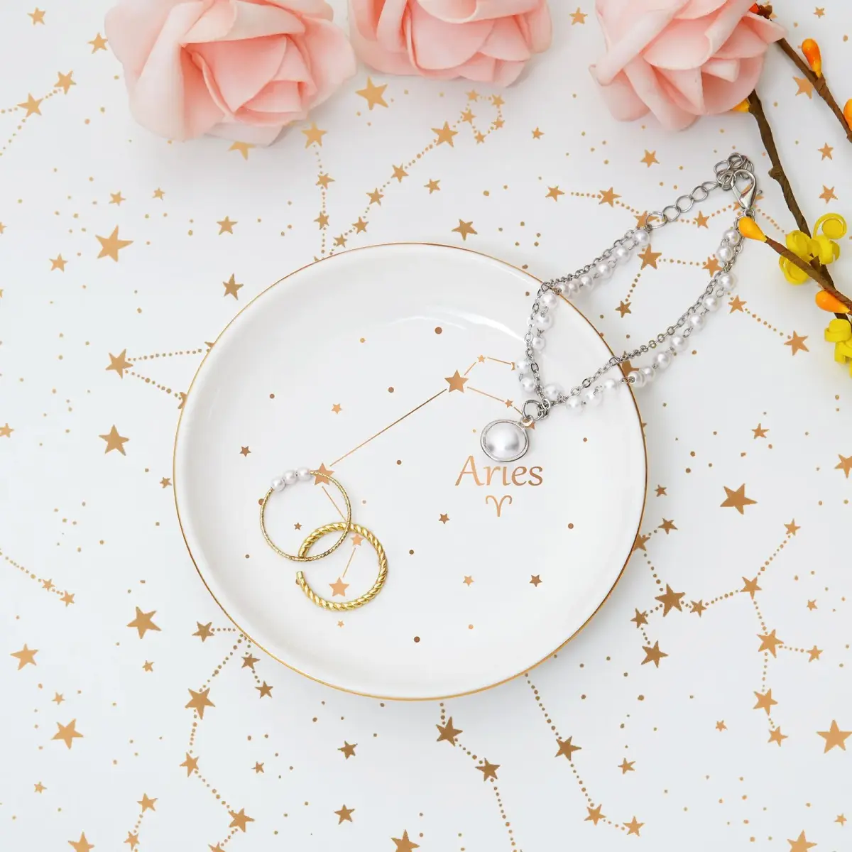 Homlouue Aries Zodiac Jewelry Tray 10.7cm (4.2") | Ceramic Ring Dish for Women - view 2