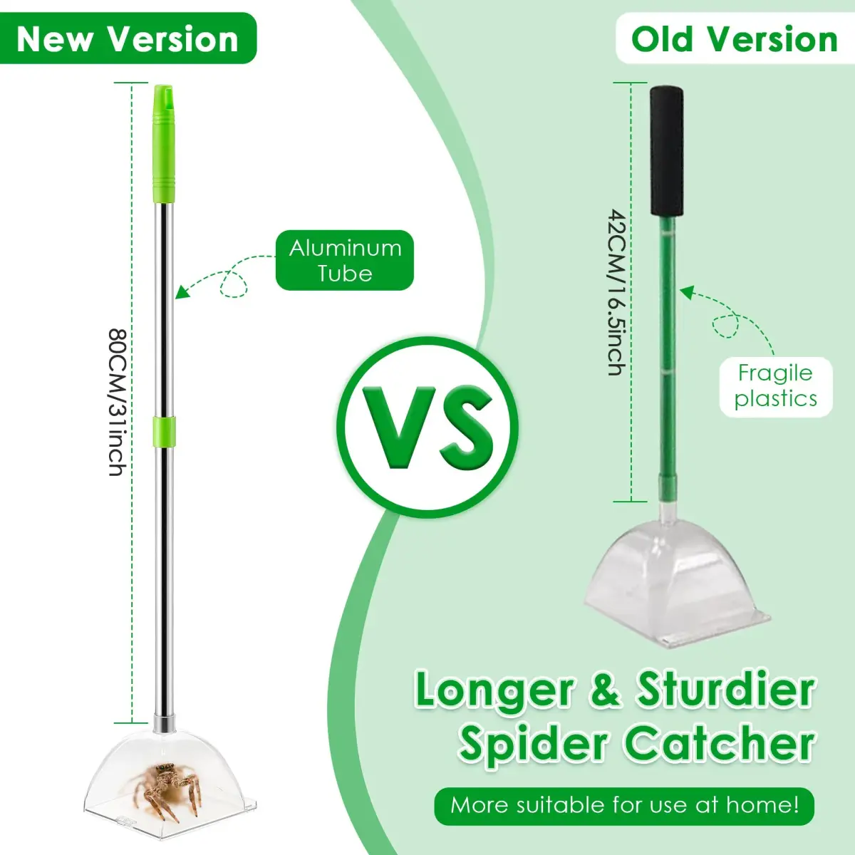 Saillong 2 Pack Large Spider Catcher with Long Handle, 80cm (31 inch) | Humane Insect & Fly Catcher - view 5
