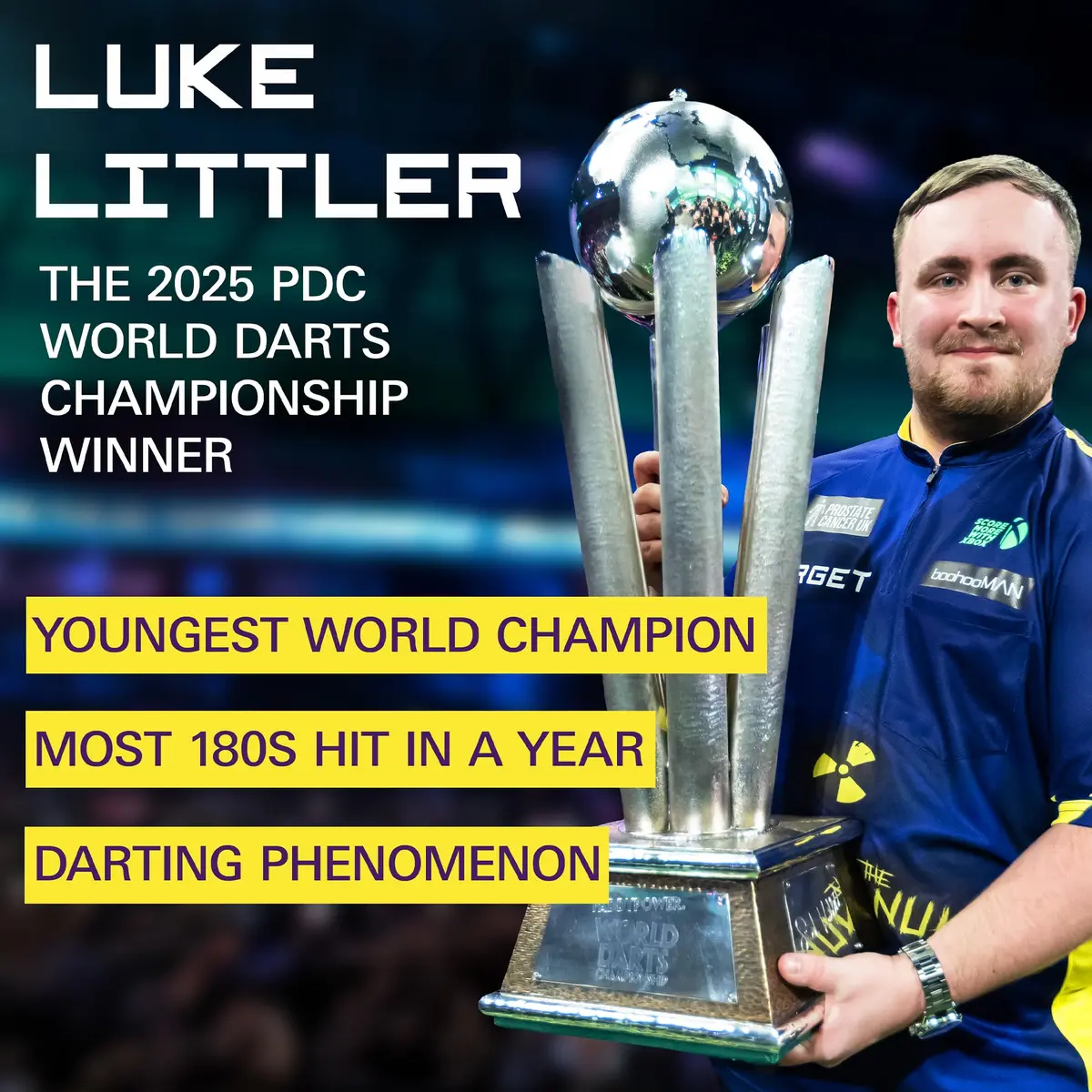 Target Darts Luke Littler Brass Steel Tip Darts Set – 22G Steel Tip Dart, The Nuke Player Edition, Dart Flights, Shafts & Dart Case Included - view 2