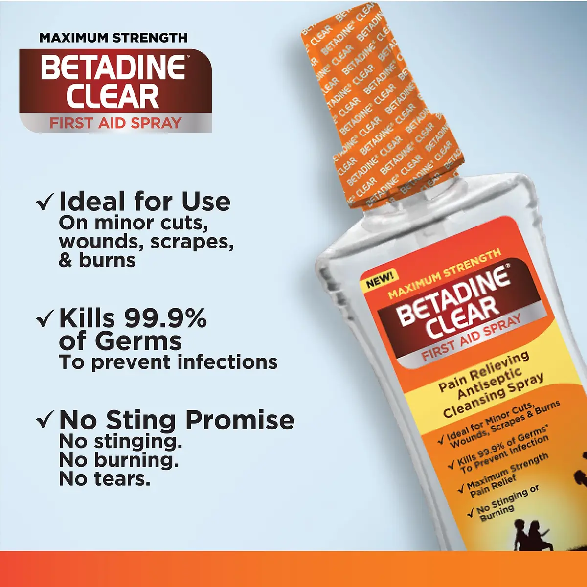 Betadine Clear First Aid Spray 6 oz | No Stinging, Kills 99.9% Germs, Hospital Trusted - view 5