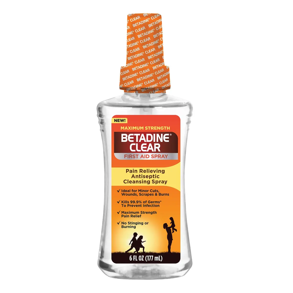 Betadine Clear First Aid Spray 6 oz | No Stinging, Kills 99.9% Germs, Hospital Trusted - main product image