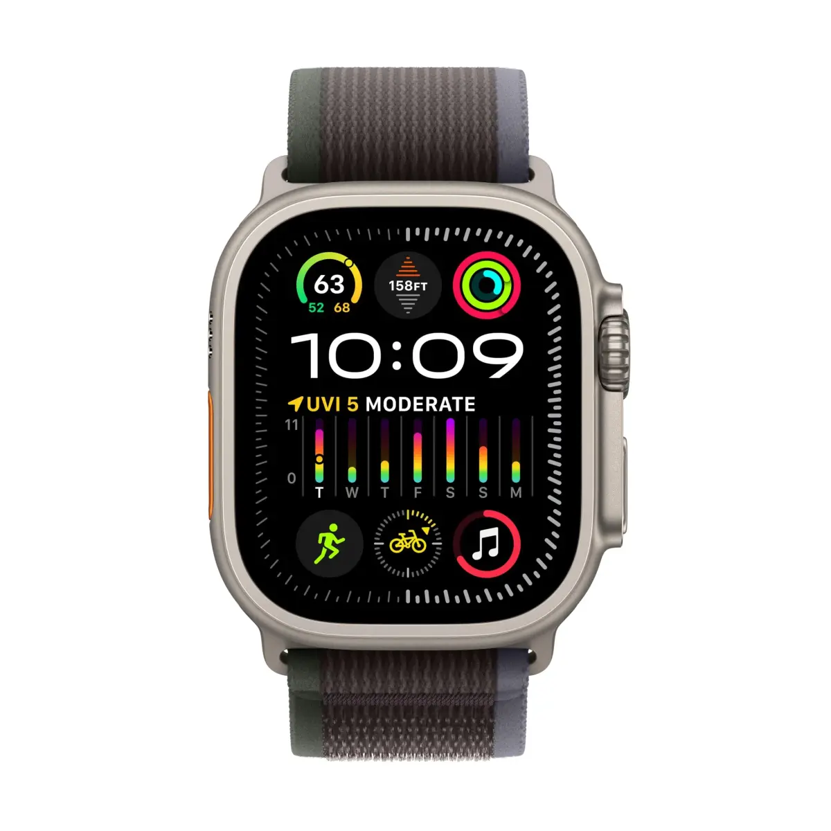 Apple Watch Ultra 2 (GPS + Cellular 49mm) Titanium Case with Blue/Black Trail Loop, M/L | 3000-nit Retina Display - view 2